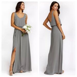 Show Me Your Mumu Kendall Maxi Dress Women’s Small Grey Chiffon Wedding Formal